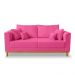 Sofá 3 Lugares Retro Sala de Estar Beny Suede Rosa Madeira Estofados