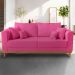 Sofá 3 Lugares Retro Sala de Estar Beny Suede Rosa Madeira Estofados