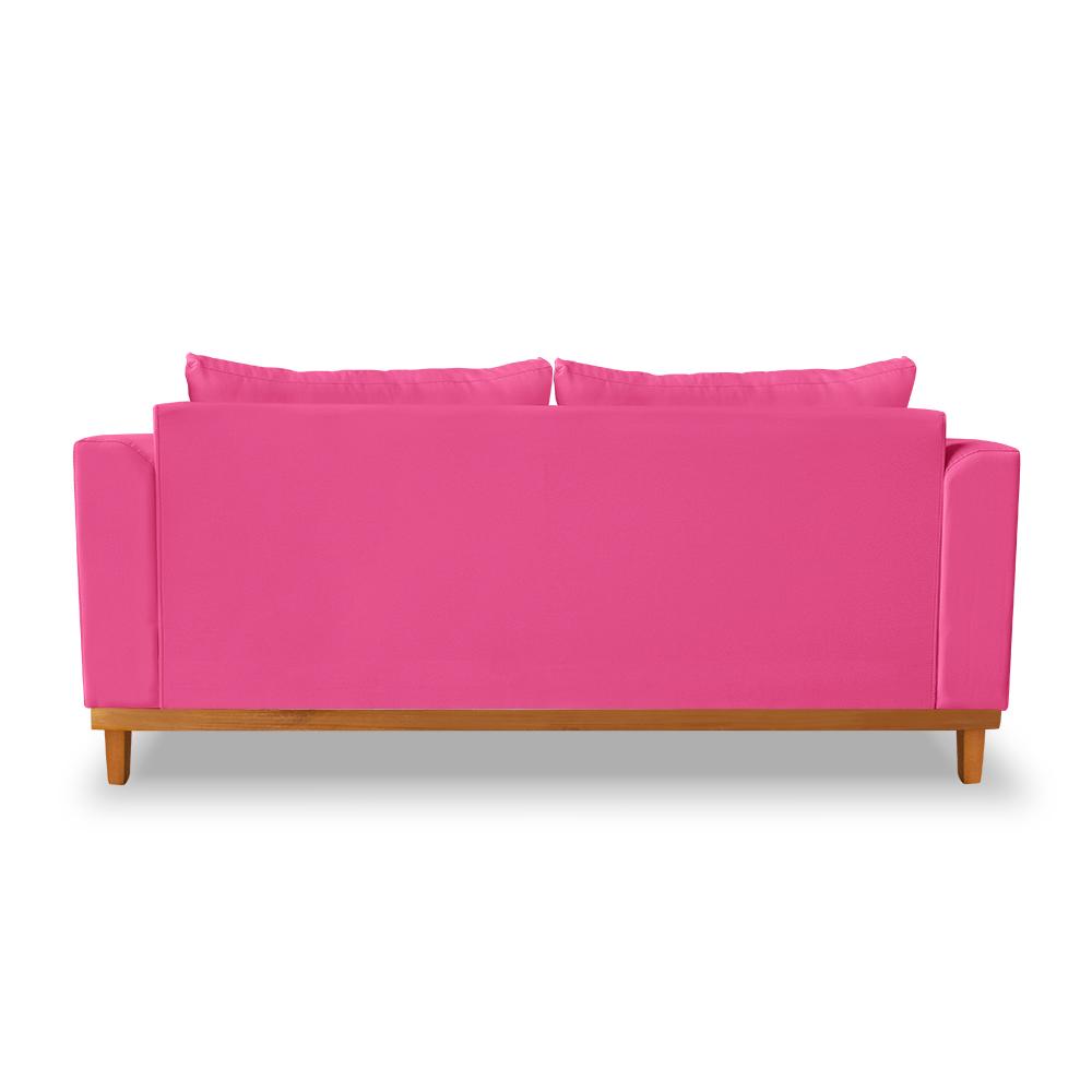 Sofá 3 Lugares Retro Sala de Estar Beny Suede Rosa Madeira Estofados