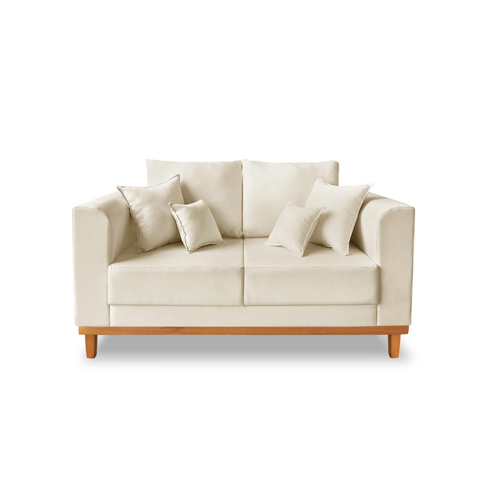 Sofá Sala de Estar 02 Lugares Beny Suede  Madeira Estofados