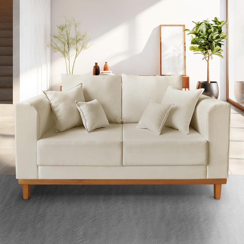Sofá Sala de Estar 02 Lugares Beny Suede  Madeira Estofados