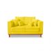 Sofá Sala de Estar 02 Lugares Beny Suede Amarelo Madeira Estofados