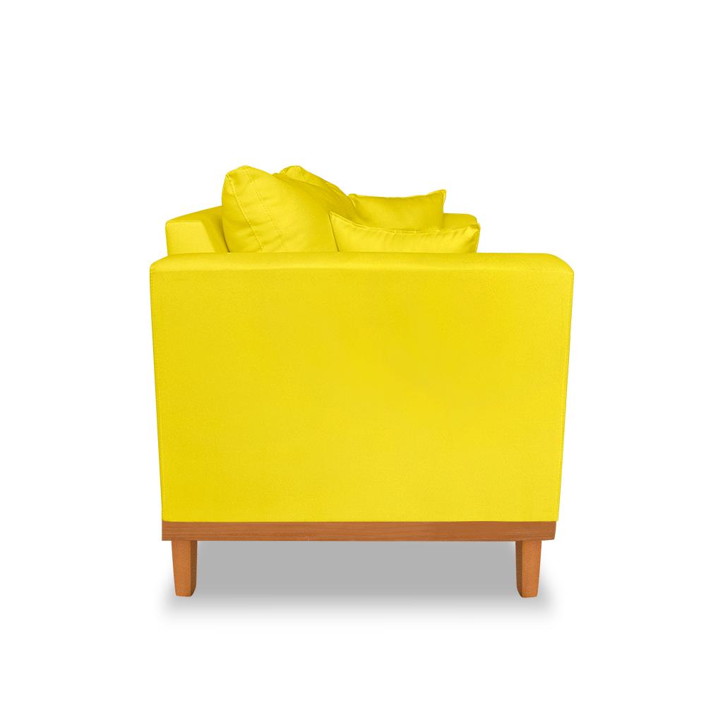 Sofá Sala de Estar 02 Lugares Beny Suede Amarelo Madeira Estofados