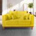 Sofá Sala de Estar 02 Lugares Beny Suede Amarelo Madeira Estofados