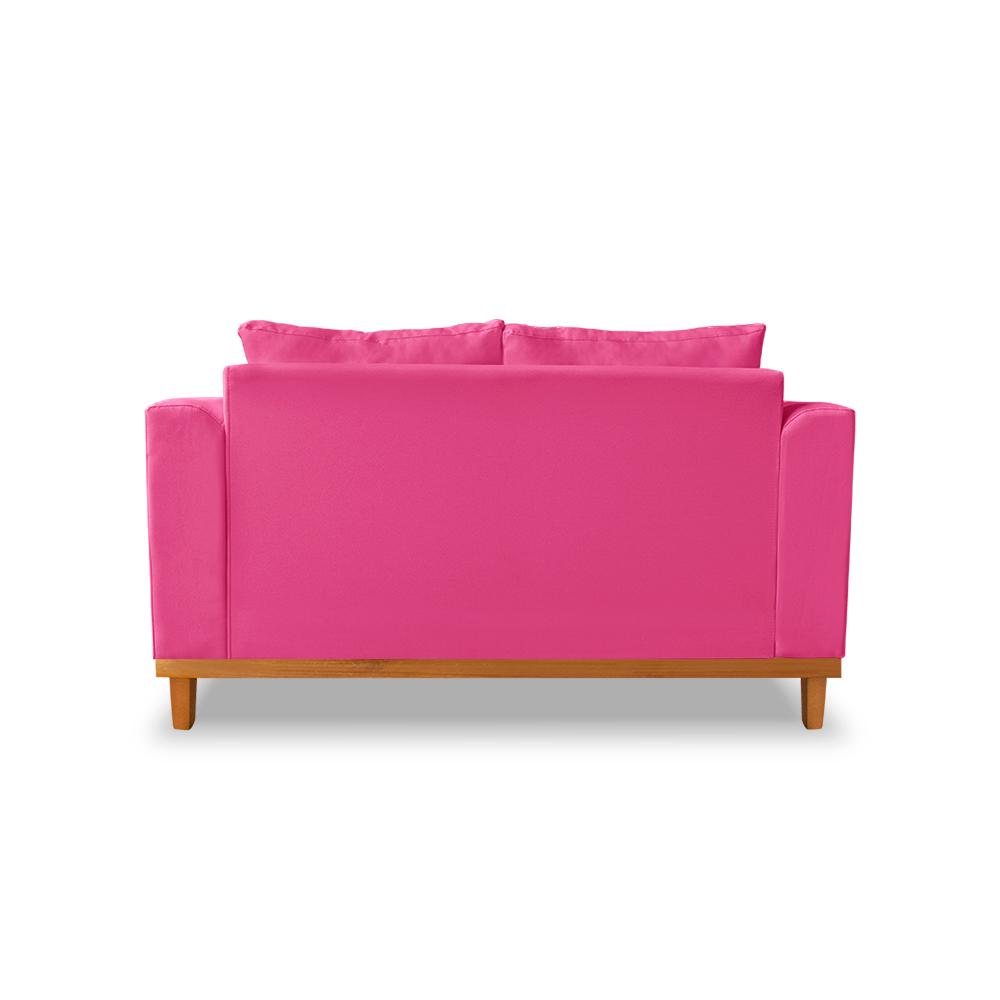 Sofá Sala de Estar 02 Lugares Beny Suede Rosa Madeira Estofados