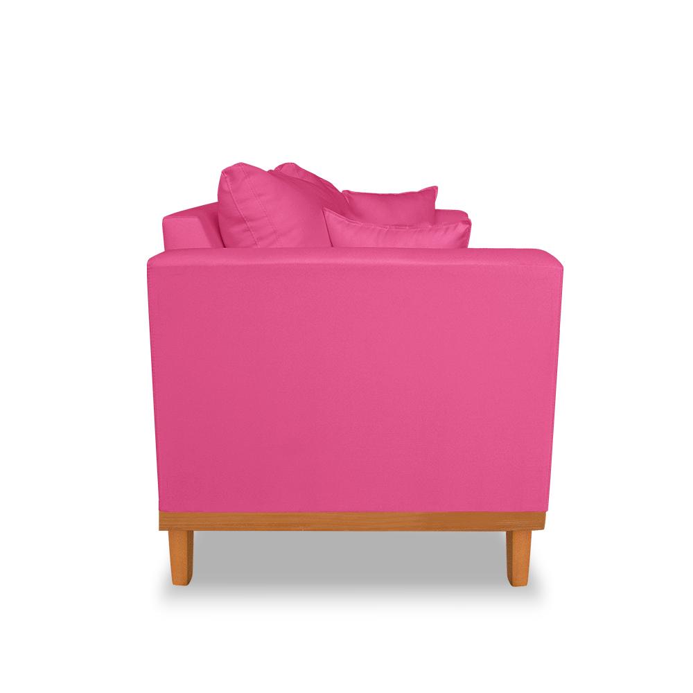 Sofá Sala de Estar 02 Lugares Beny Suede Rosa Madeira Estofados