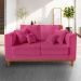 Sofá Sala de Estar 02 Lugares Beny Suede Rosa Madeira Estofados