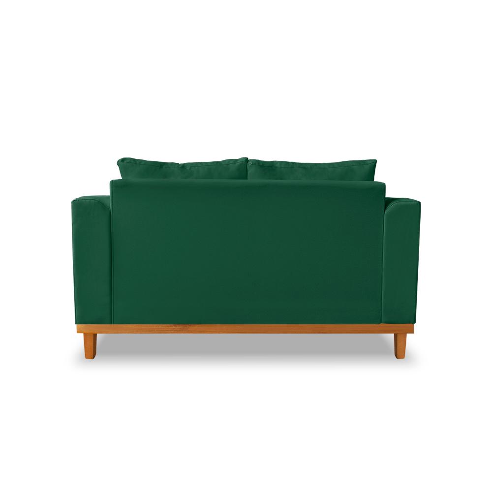 Sofá Sala de Estar 02 Lugares Beny Suede Verde Madeira Estofados