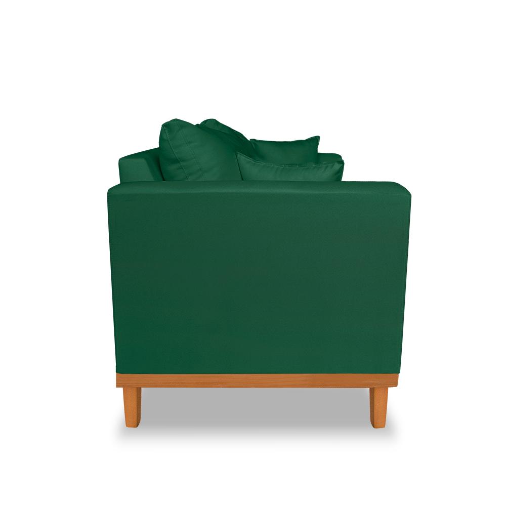 Sofá Sala de Estar 02 Lugares Beny Suede Verde Madeira Estofados