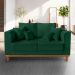 Sofá Sala de Estar 02 Lugares Beny Suede Verde Madeira Estofados