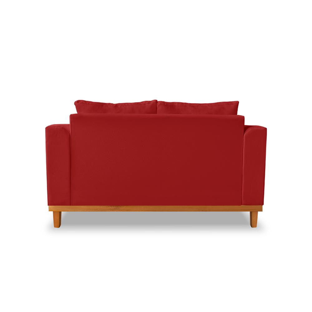 Sofá Sala de Estar 02 Lugares Beny Suede Vermelho Madeira Estofados