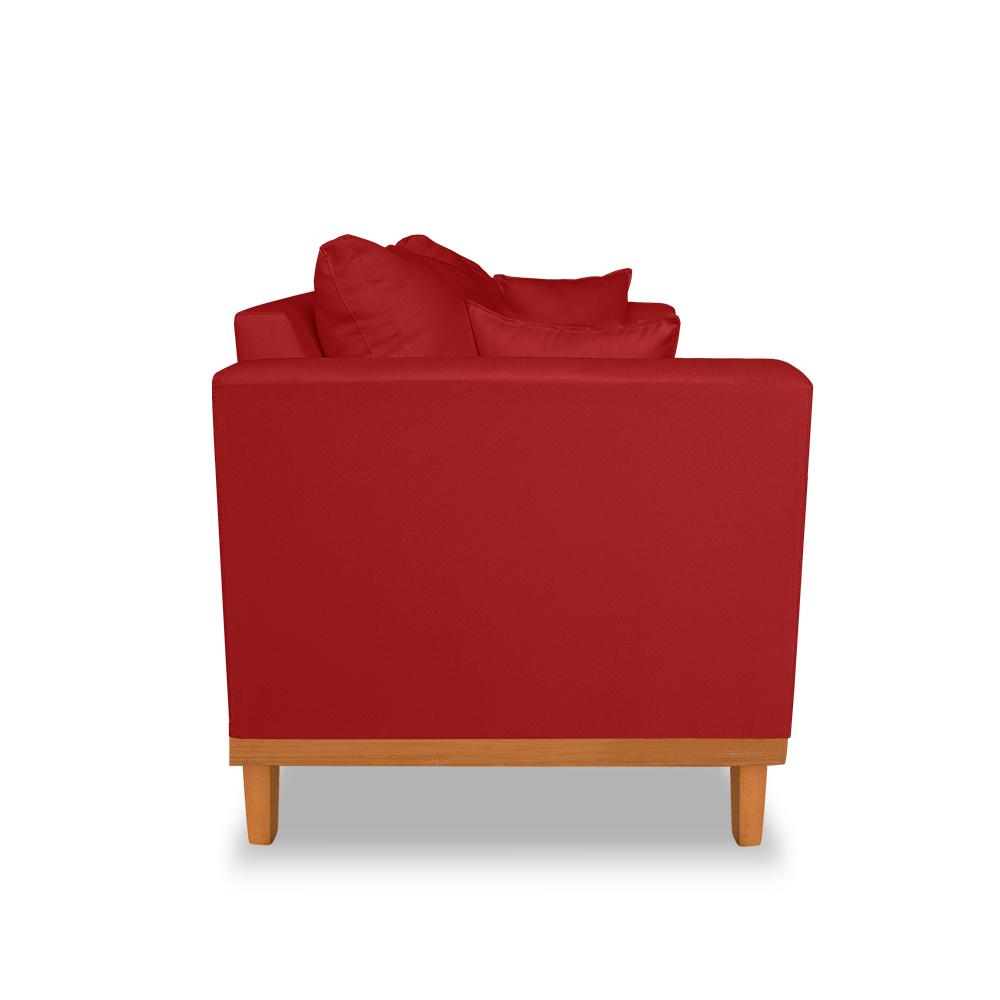 Sofá Sala de Estar 02 Lugares Beny Suede Vermelho Madeira Estofados