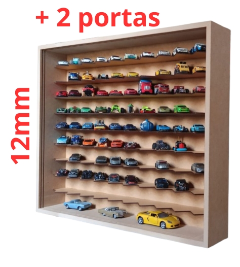 Expositor Para 100 Carrinhos da Escala 1:64 Em 45° Cru Com 2 Portas Paris