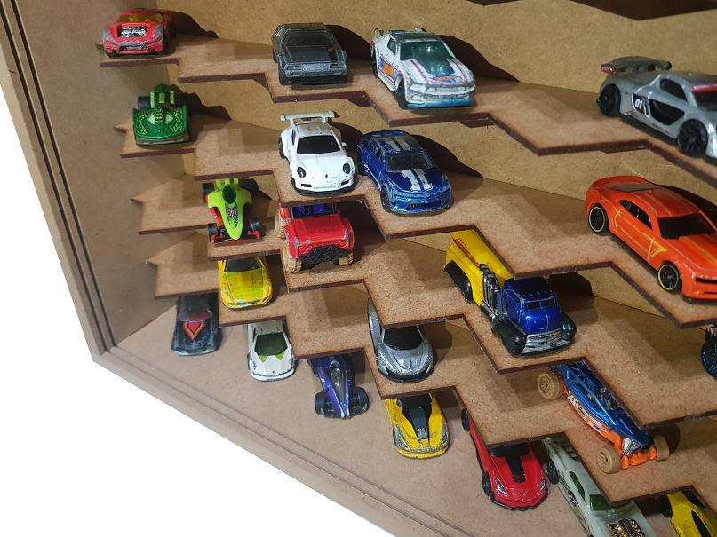 Expositor Para 100 Carrinhos da Escala 1:64 Em 45° Cru Com 2 Portas Paris