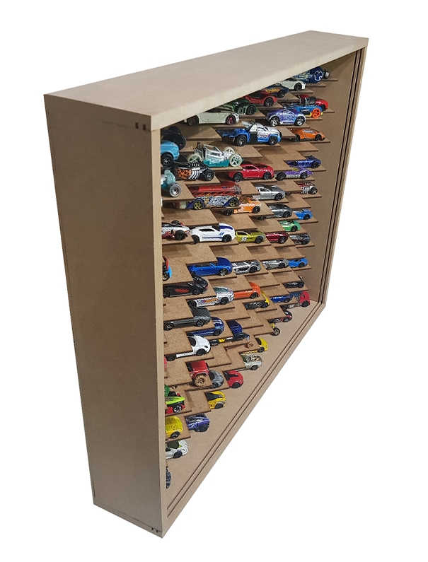 Expositor Para 100 Carrinhos da Escala 1:64 Em 45° Cru Com 2 Portas Paris