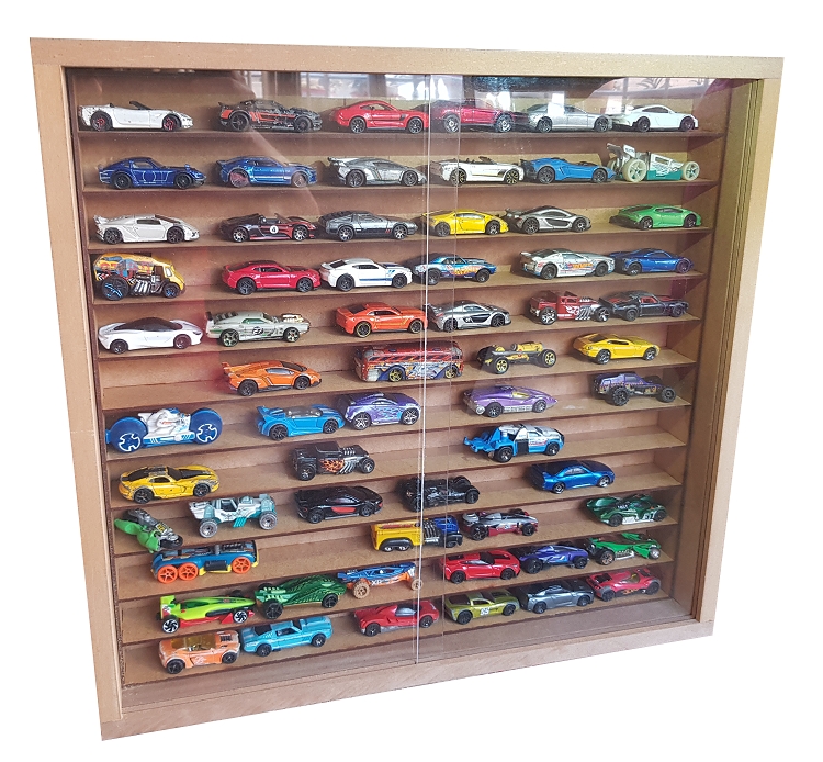 Expositor Para 60 Carrinhos da Escala 1:64 MDF Cru Com 2 Portas Berlim