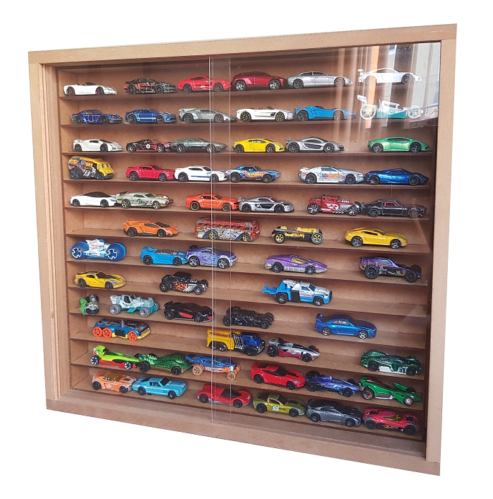Expositor Para 60 Carrinhos da Escala 1:64 MDF Cru Com 2 Portas Berlim
