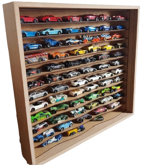 Expositor Para 60 Miniaturas De Carrinhos Escala 1:64 Mdf Cru Wave