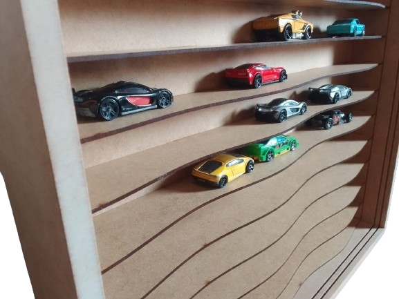 Expositor Para 60 Miniaturas De Carrinhos Escala 1:64 Mdf Cru Wave