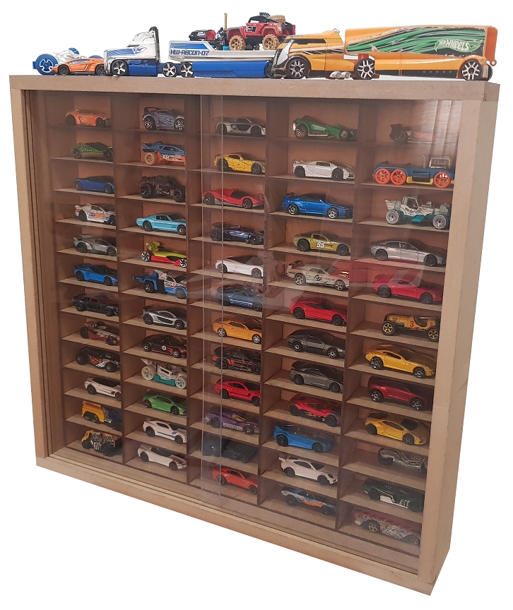 Expositor Para 60 Miniaturas Escala 1:64 Mdf Cru Caracas Com 2 Portas