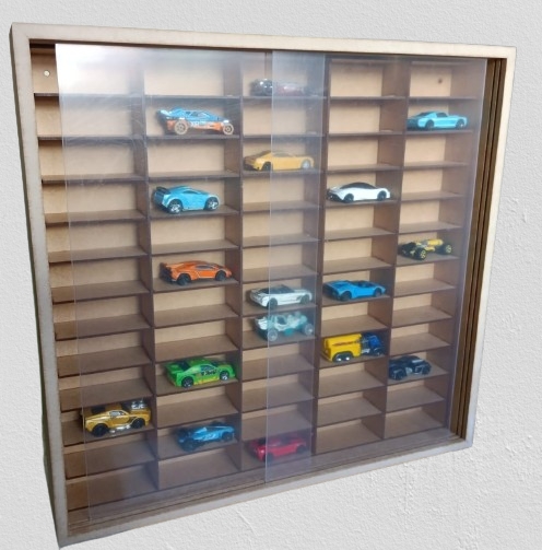 Expositor Para 60 Miniaturas Escala 1:64 Mdf Cru Caracas Com 2 Portas