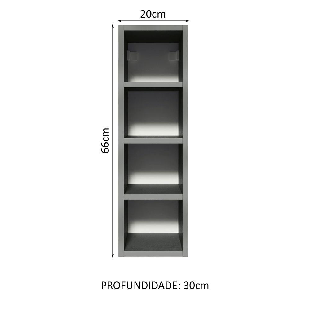 Adega Armário de Cozinha 20 cm com 4 Nichos Cinza Nice Madesa