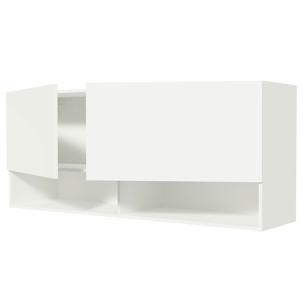 Armário Aéreo 120 cm 2 Portas 2 Nichos Branco para Área de Serviço Madesa