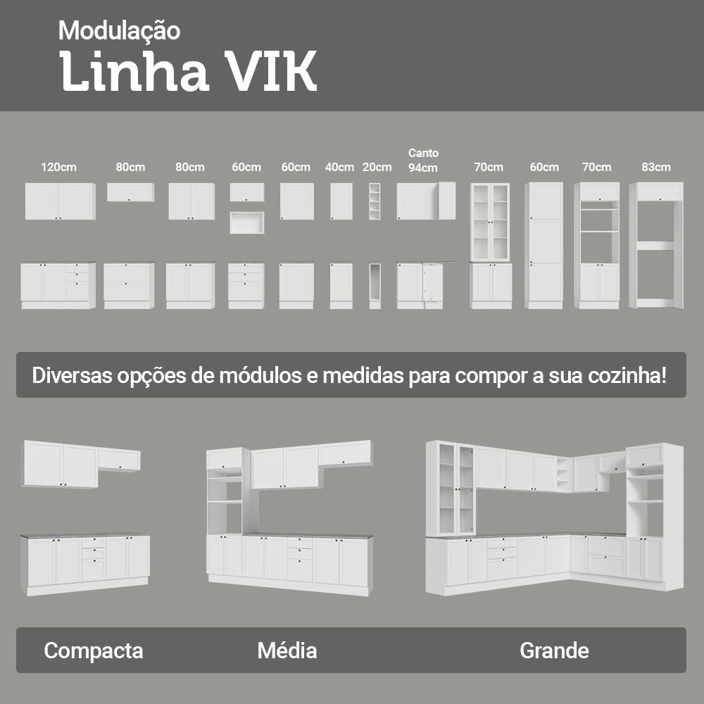 Armário Aéreo 120 cm 2 Portas Branco Vik Madesa