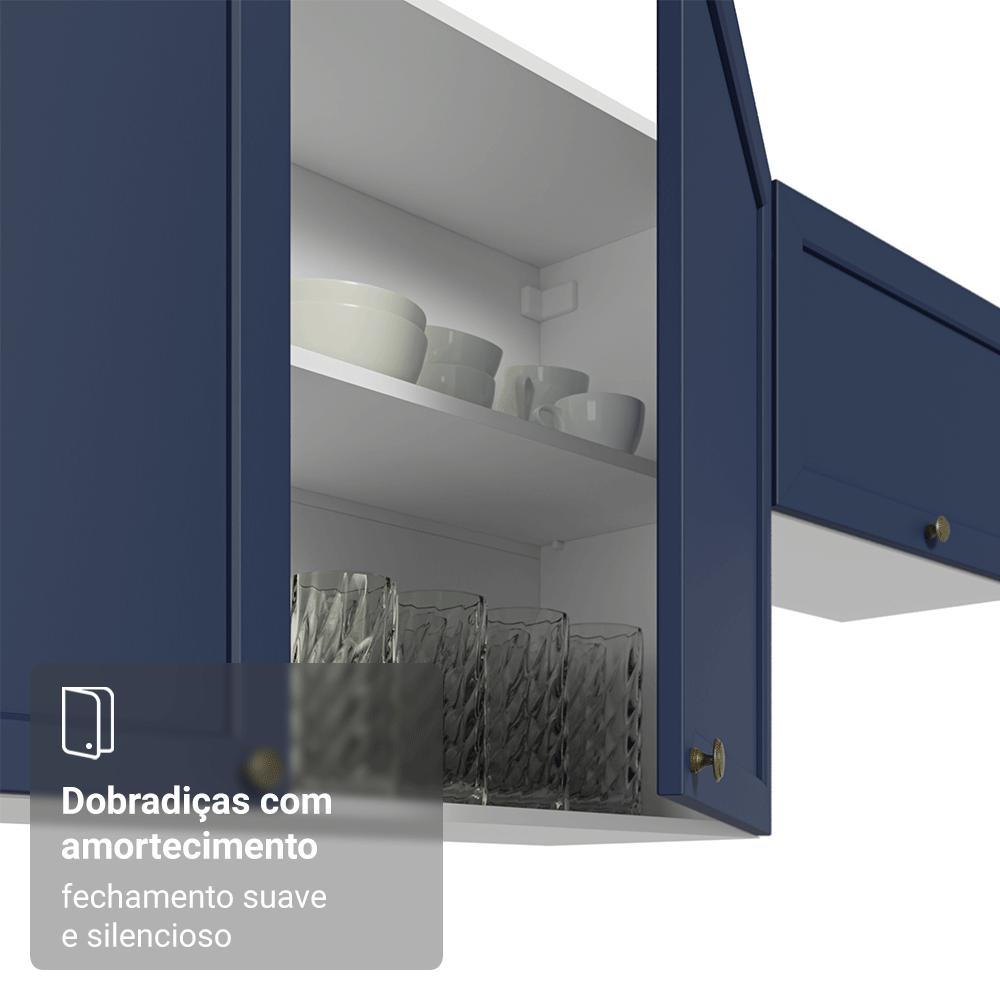 Armário Aéreo 120 cm 2 Portas Branco/Azul Vik Madesa