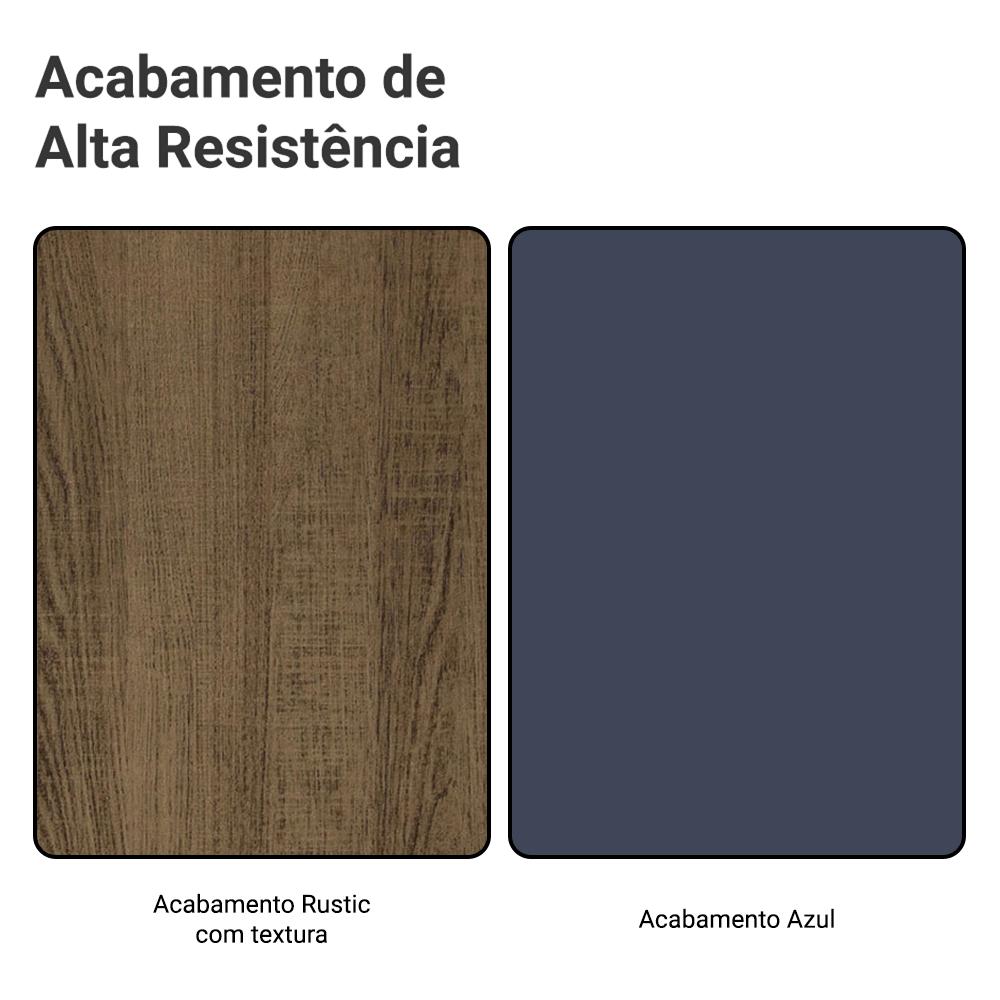 Armário Aéreo 120 cm 2 Portas Rustic/Azul Vik Madesa