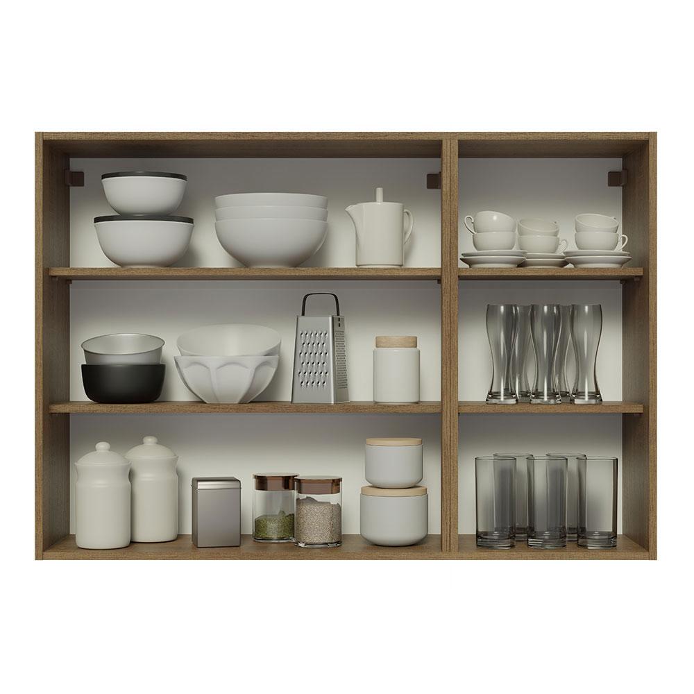 Armário Aéreo 120 cm 3 Portas Rustic/Branco Veludo Lux Madesa