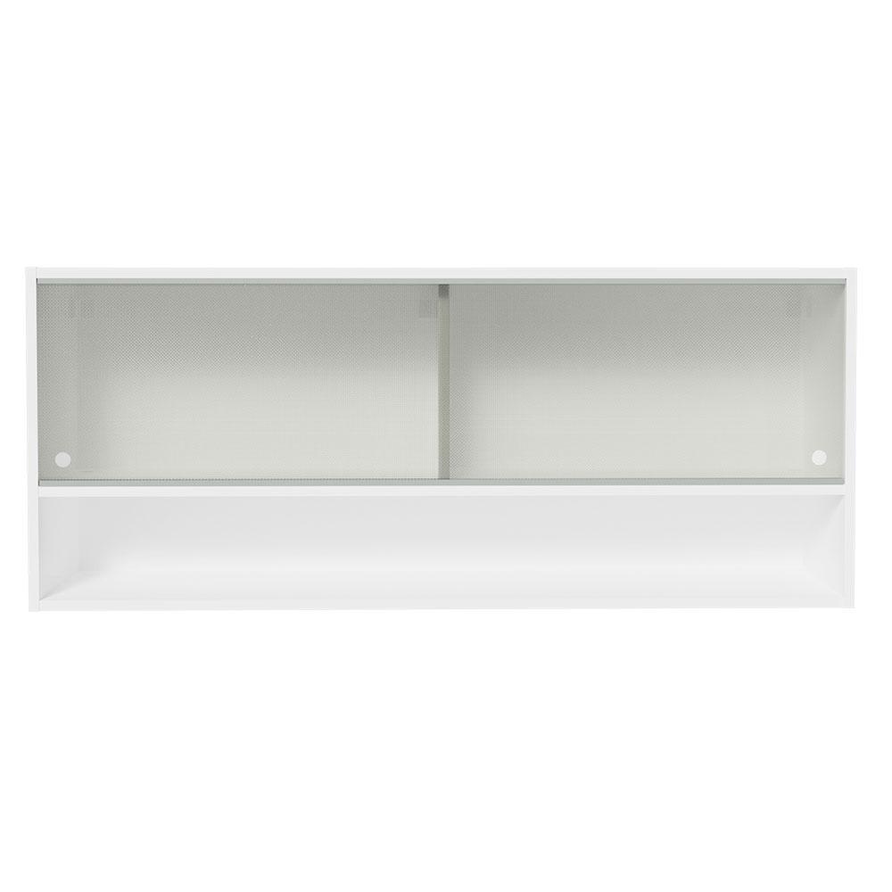 Armário Aéreo 120cm 2 Portas Correr Vidro Pontilhado 1 Nicho Branco para Cozinhas Glamy, Lux e Reims Madesa