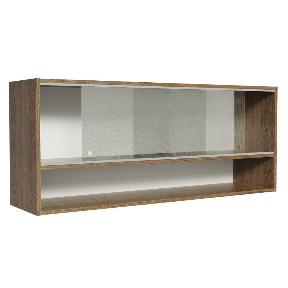 Armário Aéreo 120cm 2 Portas Correr Vidro Pontilhado 1 Nicho Rustic para Cozinhas Glamy, Lux e Reims Madesa