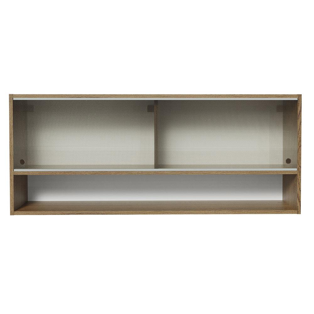 Armário Aéreo 120cm 2 Portas Correr Vidro Pontilhado 1 Nicho Rustic para Cozinhas Glamy, Lux e Reims Madesa