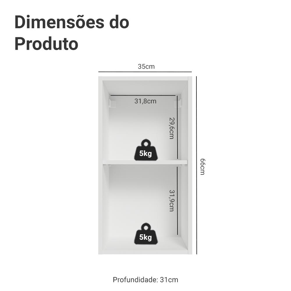 Armário Aéreo 35 cm 1 Porta Branco/Azul Vik Madesa