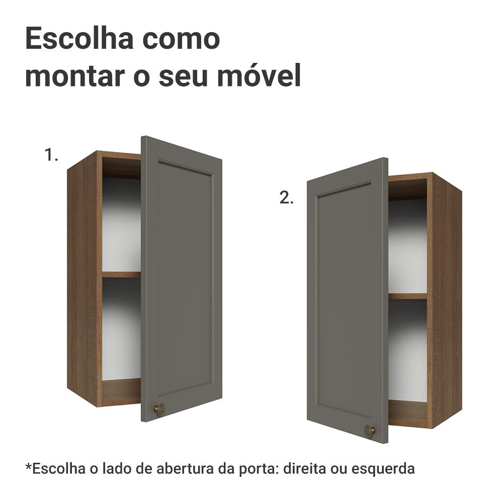 Armário Aéreo 35 cm 1 Porta Rustic/Cinza Vik Madesa