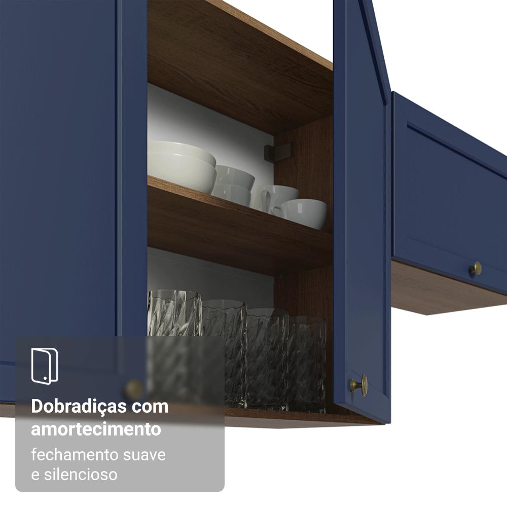 Armário Aéreo 40 cm 1 Porta Rustic/Azul Vik Madesa