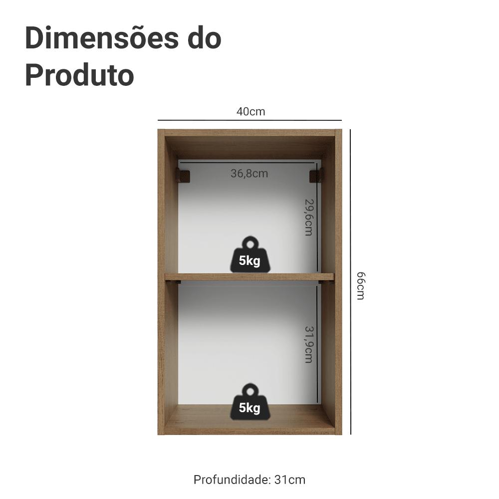 Armário Aéreo 40 cm 1 Porta Rustic/Verde Vik Madesa