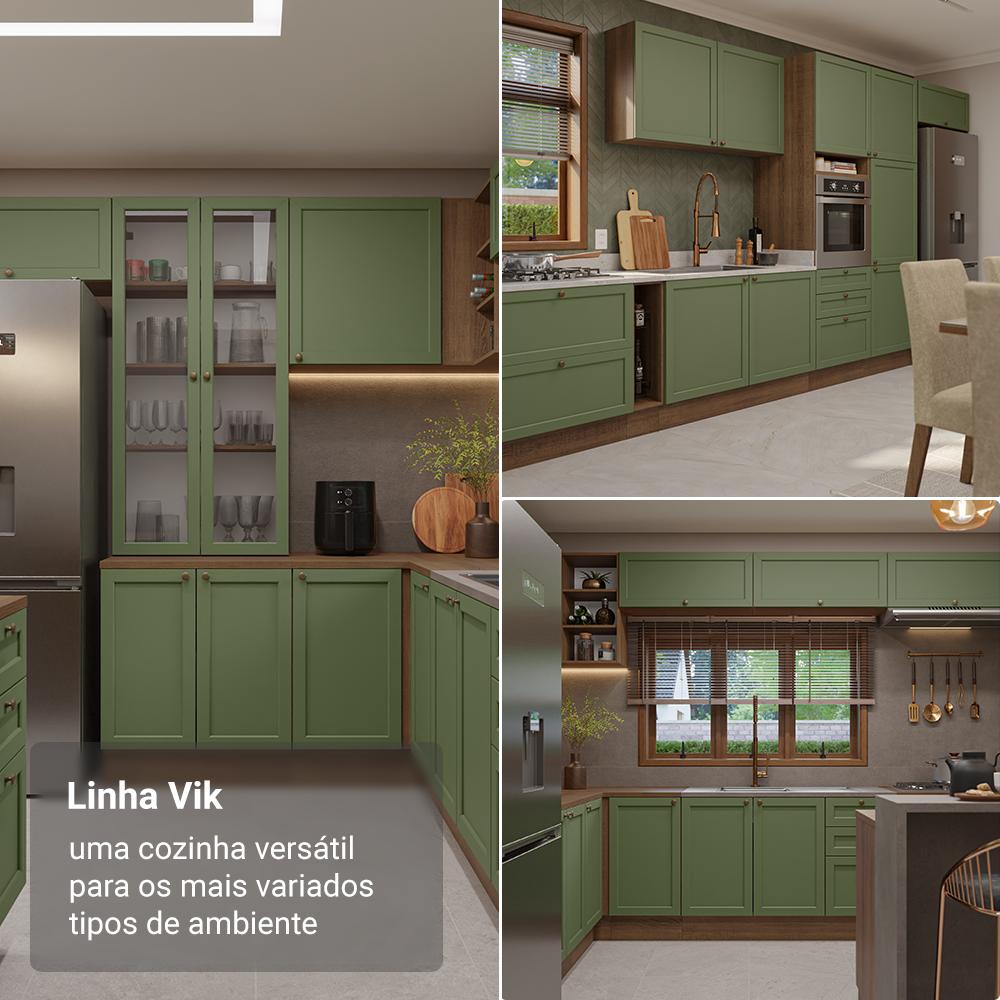 Armário Aéreo 40 cm 1 Porta Rustic/Verde Vik Madesa