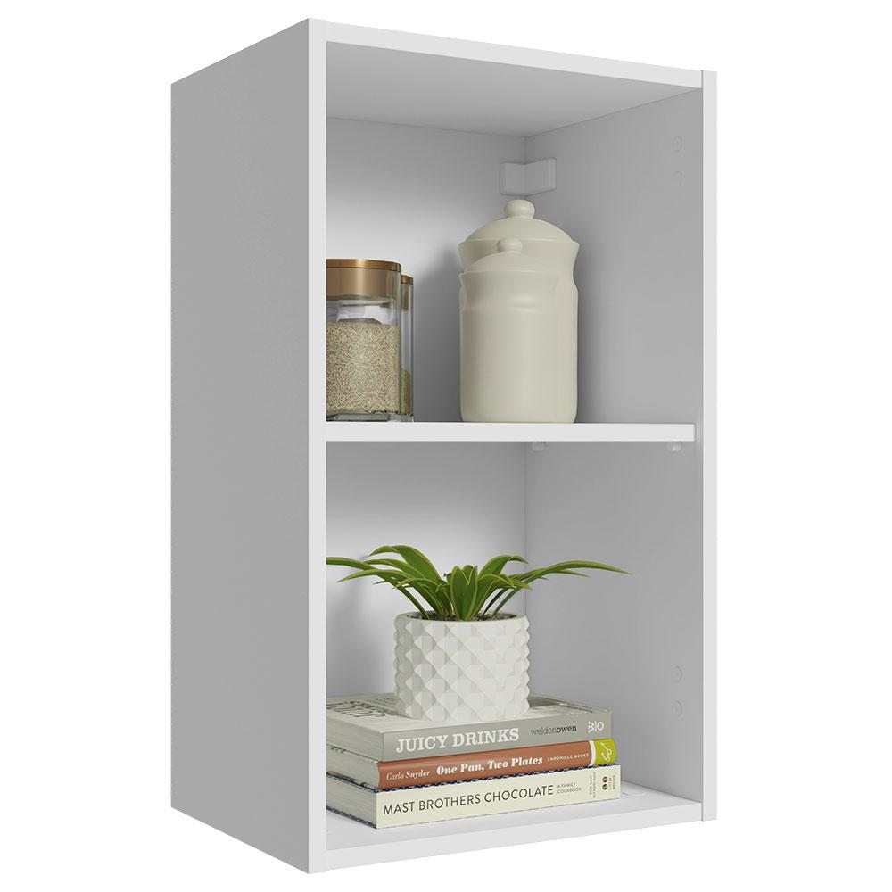 Armário Aéreo 40 cm com 2 Nichos Abertos para Cozinha Madesa Lux, Glamy, Agata, Stella - Branco