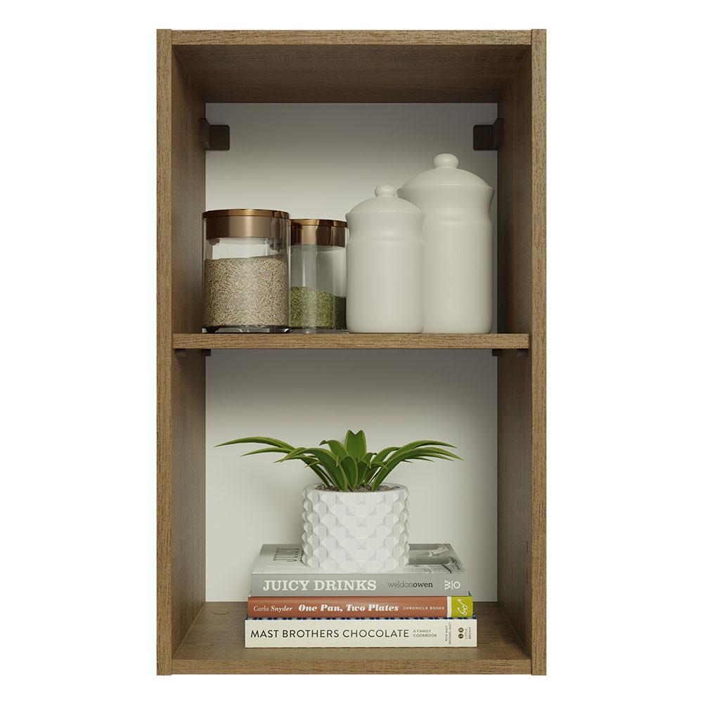 Armário Aéreo 40 cm com 2 Nichos Abertos para Cozinha Madesa Lux, Glamy, Agata, Stella - Rustic