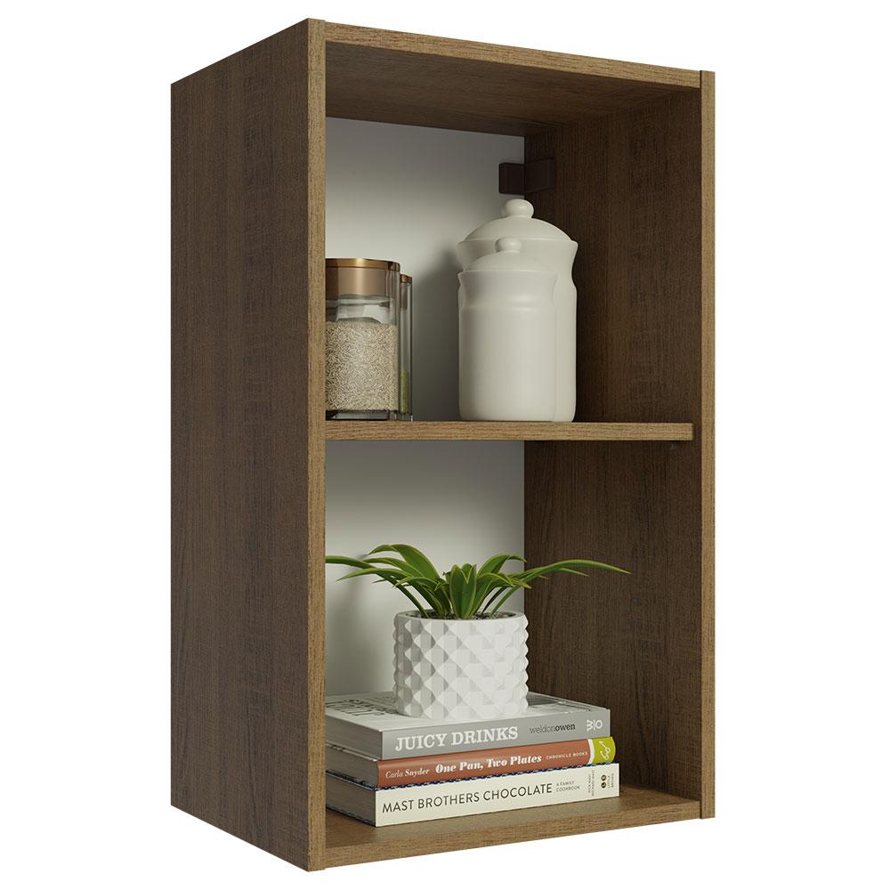 Armário Aéreo 40 cm com 2 Nichos Abertos para Cozinha Madesa Lux, Glamy, Agata, Stella - Rustic