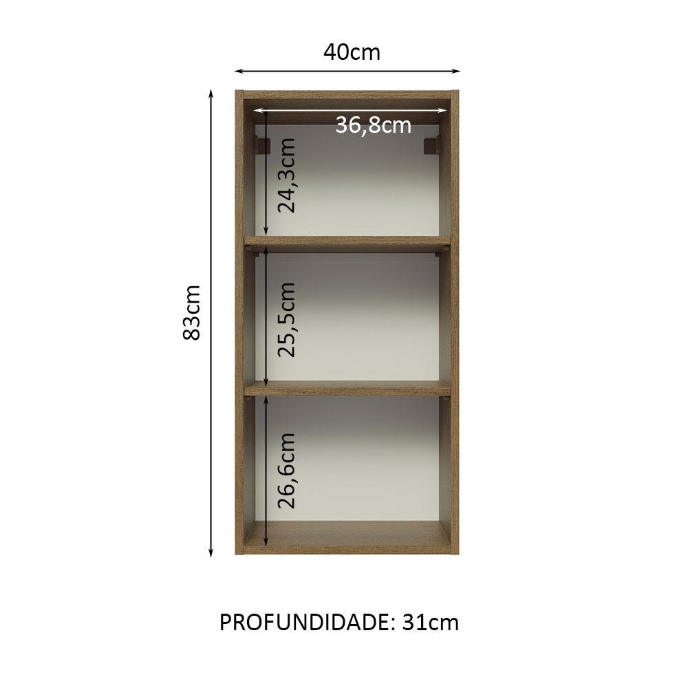 Armário Aéreo 40 x 83 cm 1 Porta Rustic/Branco Veludo Lux Madesa