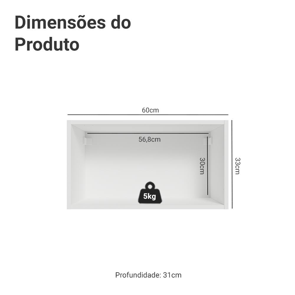 Armário Aéreo 60 cm 1 Porta Basculante Branco/Azul Vik Madesa