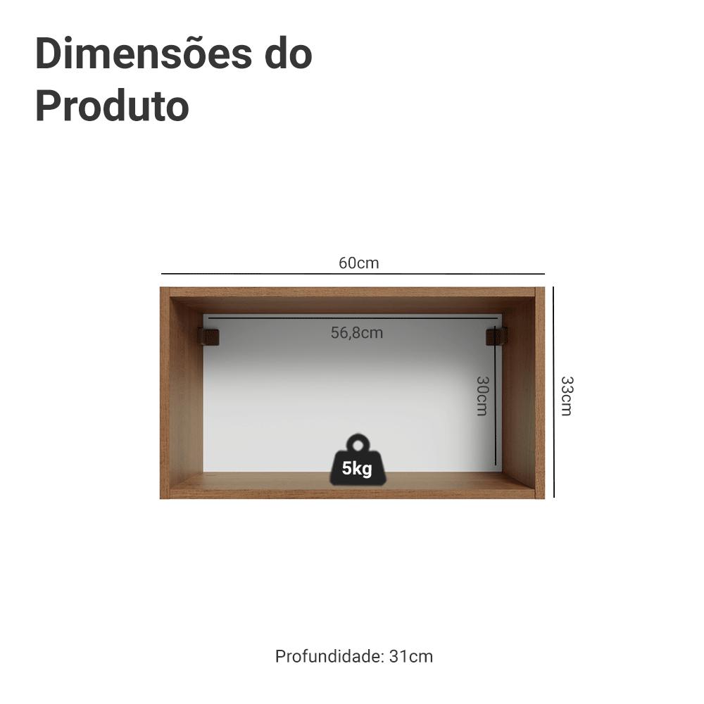 Armário Aéreo 60 cm 1 Porta Basculante Rustic/Cinza Vik Madesa