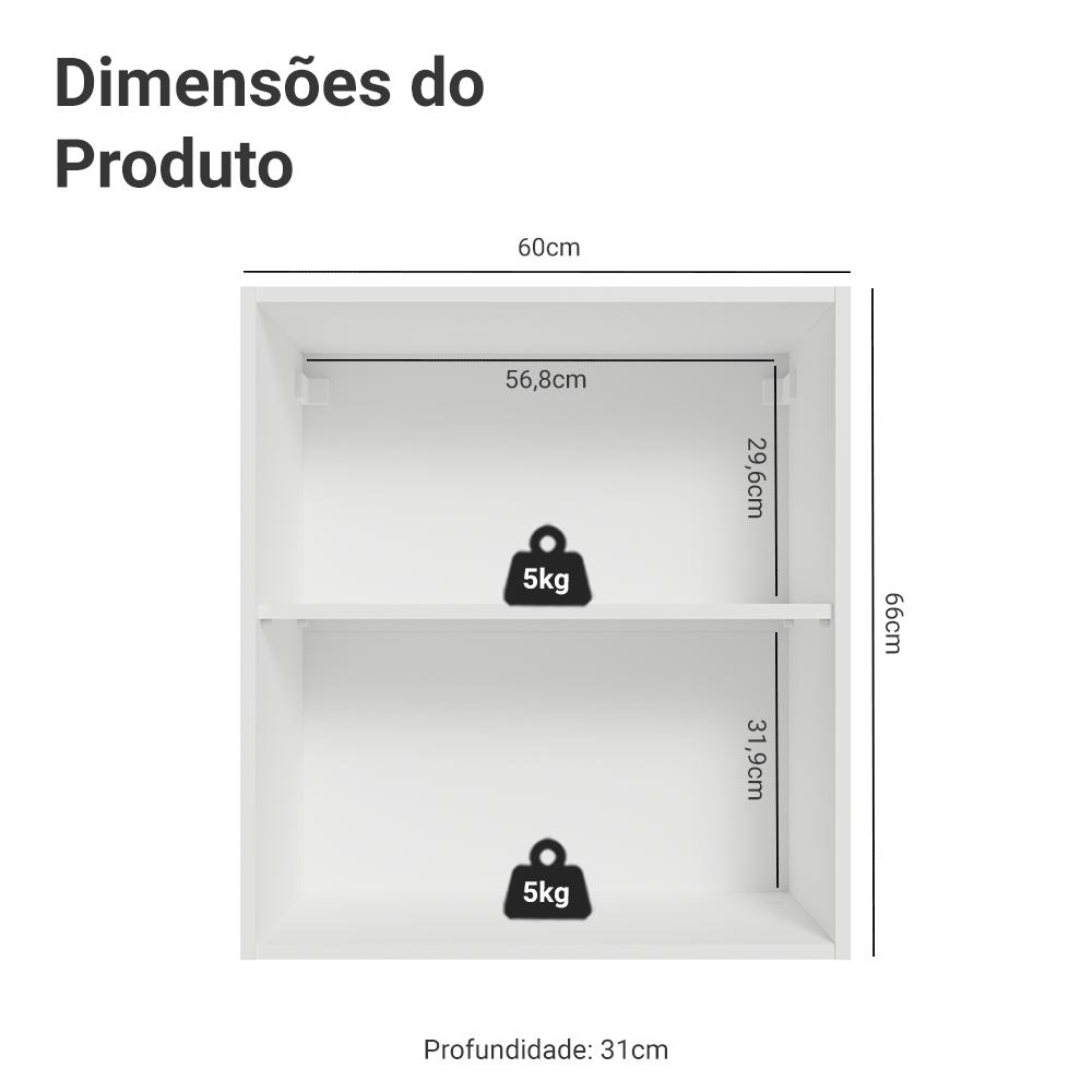 Armário Aéreo 60 cm 1 Porta Branco/Verde Vik Madesa