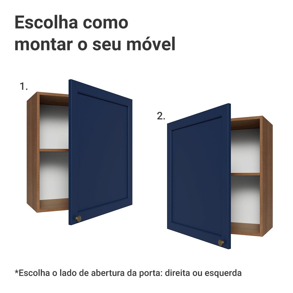 Armário Aéreo 60 cm 1 Porta Rustic/Azul Vik Madesa