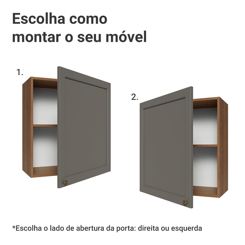 Armário Aéreo 60 cm 1 Porta Rustic/Cinza Vik Madesa
