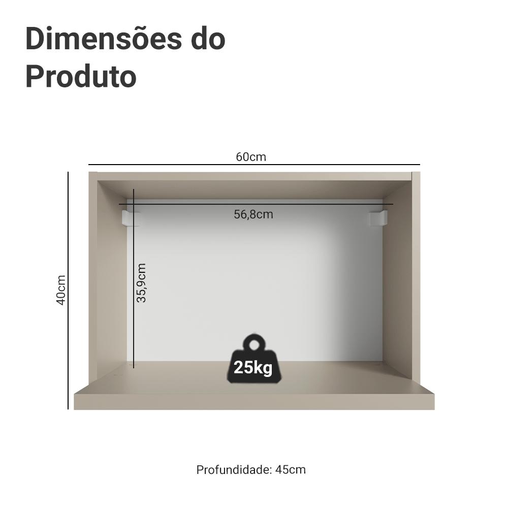 Armário Aéreo 60 cm Nicho para Microondas/Forno Elétrico Crema Nice Madesa