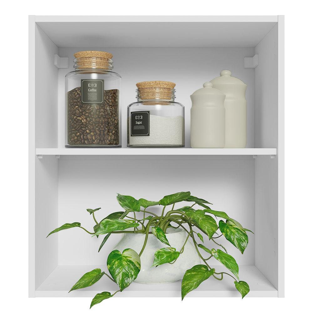 Armário Aéreo 60 cm com 2 Nichos Abertos para Cozinha Madesa Lux, Glamy, Agata, Stella - Branco